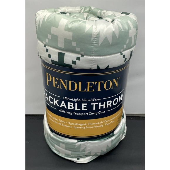 Pendleton Spider Rock Packable Throw Ultra Light Warm Navy Sage NEW Fast Ship - Picture 4 of 9